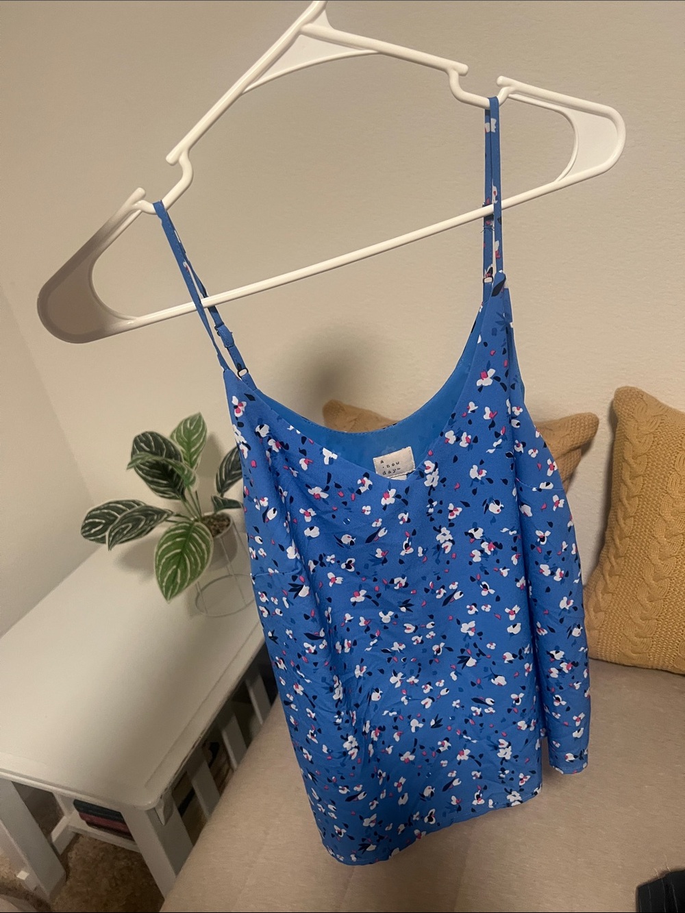 a new day Blue Floral Spaghetti-Strap Cami